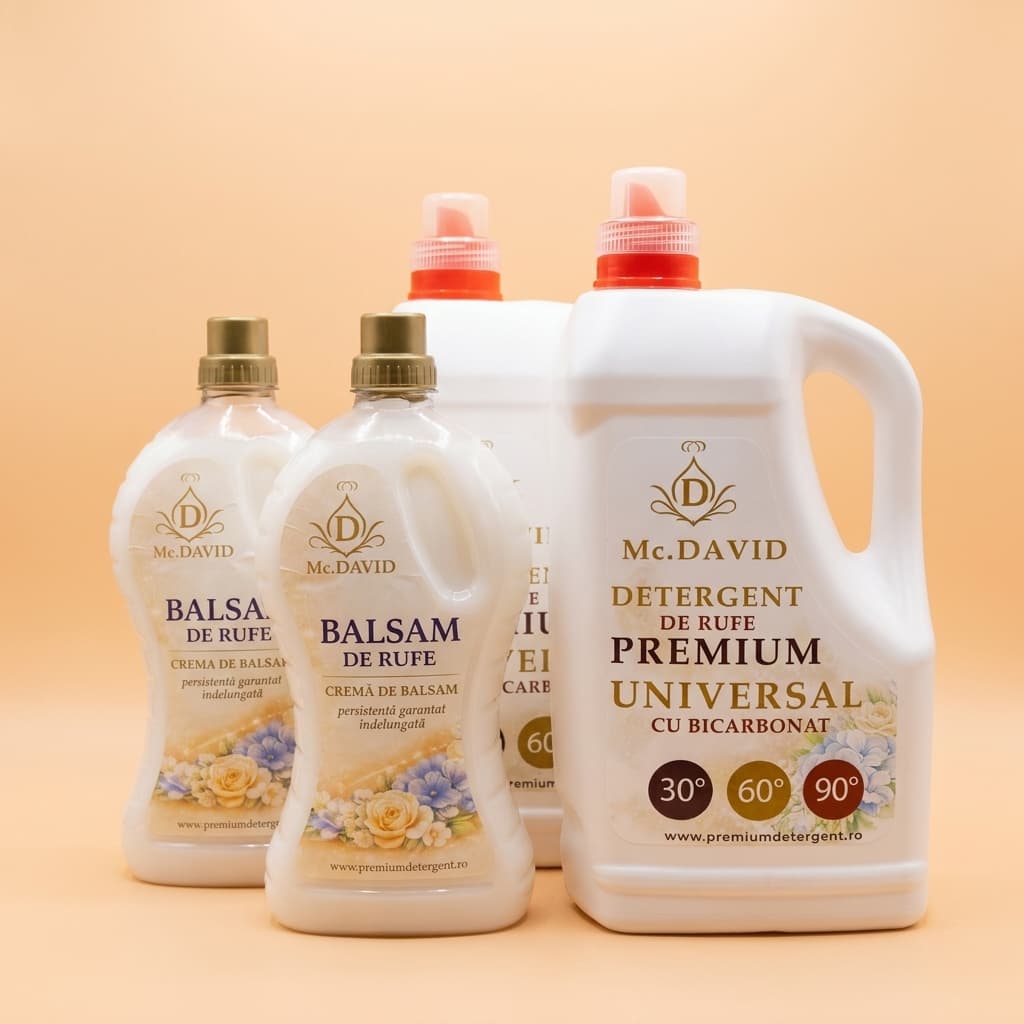 Pachet Rufe Dublu Mc. David cu 2 x detergent de rufe 5L si 2 x balsam de rufe 2L