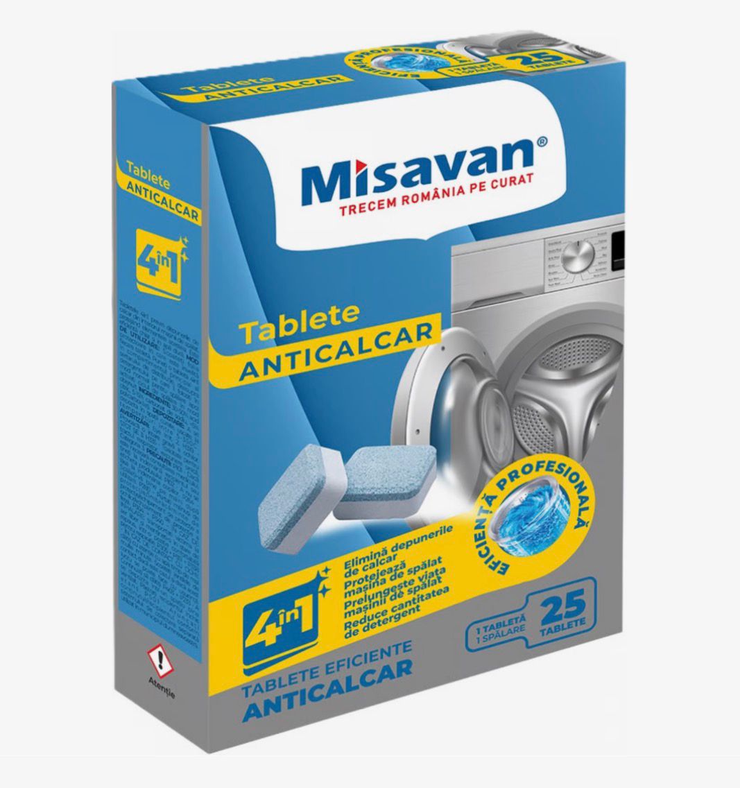 Misavan Tablete Anticalcar 4 în 1 pentru Mașina de Spălat, 25 Tablete