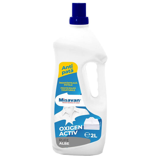 Soluție Îndepărtare Pete Misavan Oxigen Activ 2L, Haine Albe - Premium Detergent