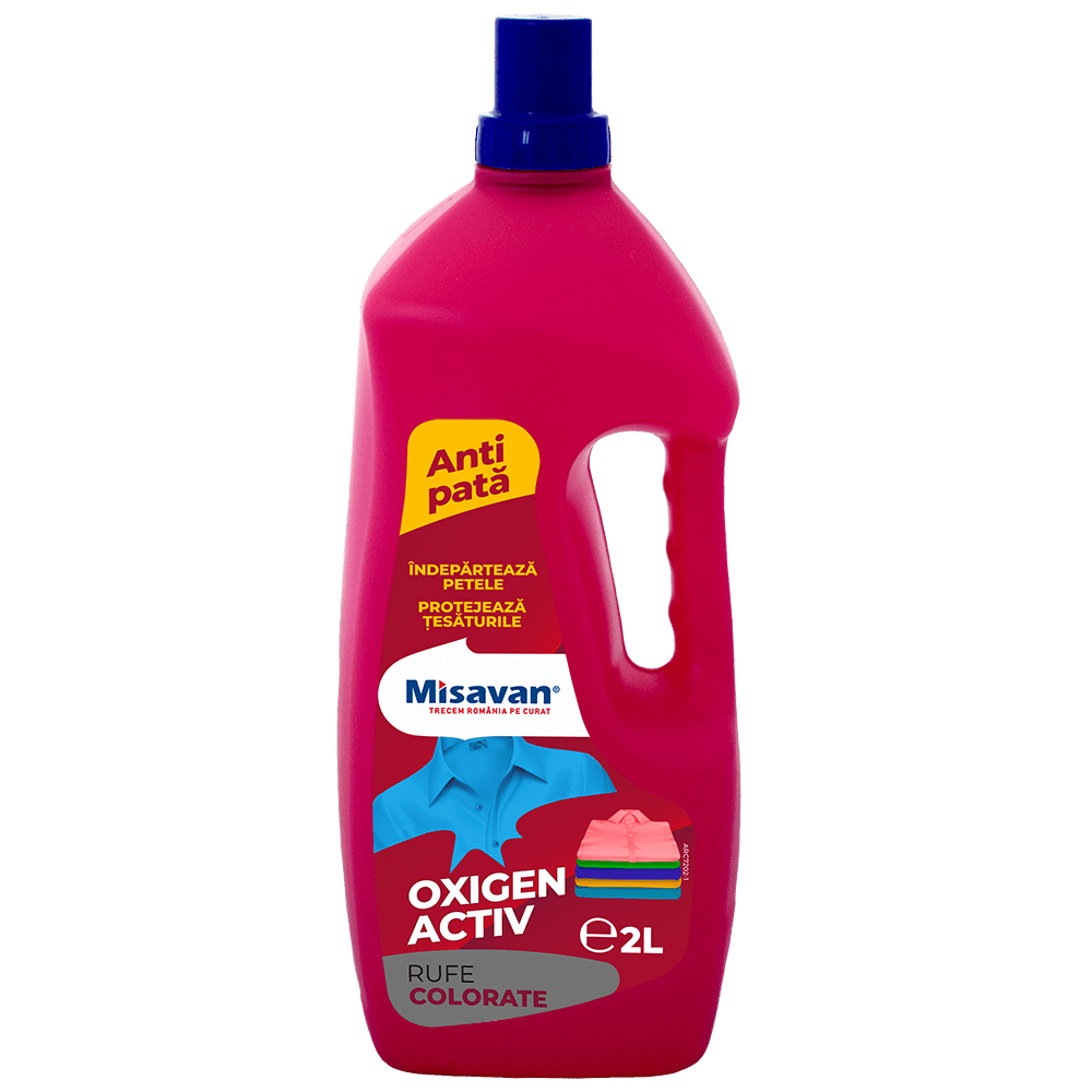 Soluție Îndepărtare Pete Misavan Oxigen Activ 2L, Haine Colorate - Premium Detergent