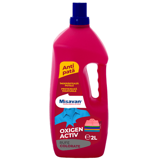 Soluție Îndepărtare Pete Misavan Oxigen Activ 2L, Haine Colorate - Premium Detergent