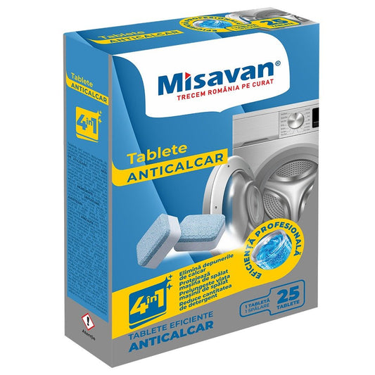 Tablete Anticalcar Mașină de Spălat Rufe Misavan 4 în 1 25 bucăți - Premium Detergent