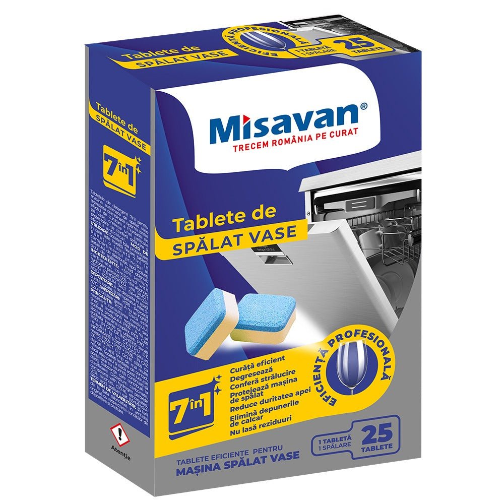 Tablete Mașină de Spălat Vase Misavan 7în1 – 25 bucăți - Premium Detergent