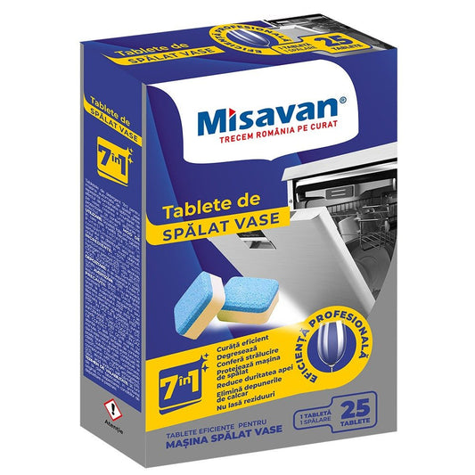 Tablete Mașină de Spălat Vase Misavan 7în1 – 25 bucăți - Premium Detergent